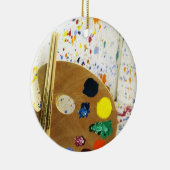 Kunstenschilders schilderplaat en palet verf keramisch ornament (Rechts)
