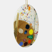 Kunstenschilders schilderplaat en palet verf keramisch ornament (Rechts)