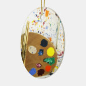 Kunstenschilders schilderplaat en palet verf keramisch ornament (Links)