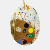 Kunstenschilders schilderplaat en palet verf keramisch ornament (Achterkant)