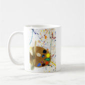 Kunstenschilders schilderplaat en palet verf koffiemok (Links)