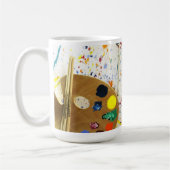 Kunstenschilders schilderplaat en palet verf koffiemok (Links)