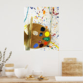 Kunstenschilders schilderplaat en palet verf poster (Keuken)