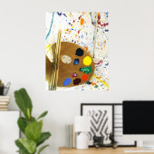 Kunstenschilders schilderplaat en palet verf poster (Thuiskantoor)