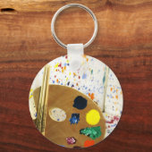 Kunstenschilders schilderplaat en palet verf sleutelhanger (Voorkant)