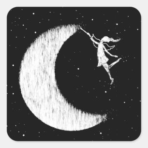 Kunstfee: Verf de maan Vierkante Sticker
