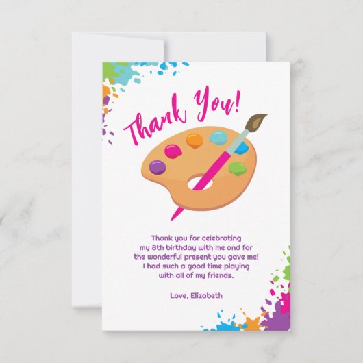 Kunstfeest Ambachtelijke Schilderfeest Meisjes Ver Bedankkaart (Voorkant)