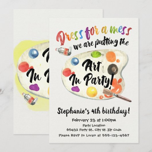 Kunstfeest, verjaardag kaart (Voorkant / Achterkant)