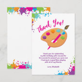 Kunstfeestje Ambacht Schilderen Meisjes Verjaardag Bedankkaart (Voorkant / Achterkant)