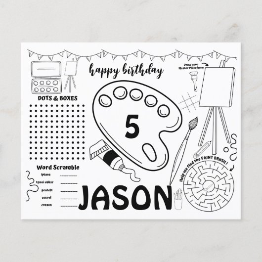 Kunstfeestjes, pagina voor het kleuren van kunstac (Voorkant)