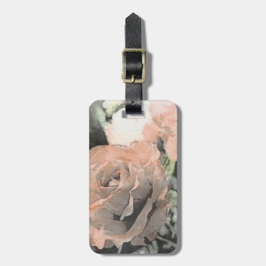 kunstflorale achtergrond met lichtroze bagagelabel (Voorkant verticaal)