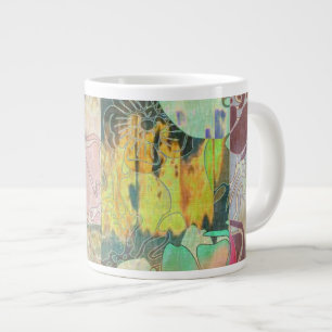 Kunstflorale grunge patroon grote koffiekop