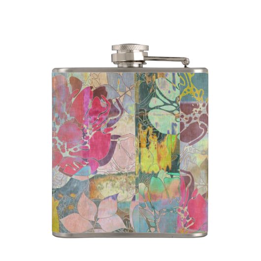 Kunstflorale grunge patroon heupfles (Achterkant)