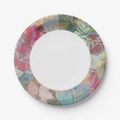 Kunstflorale grunge patroon papieren bordje (Voorkant)