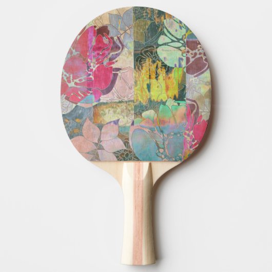 Kunstflorale grunge patroon tafeltennisbatje (Voorkant)