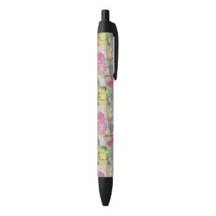 Kunstflorale grunge patroon zwarte inkt pen