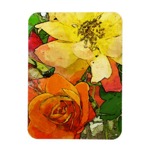 kunstflorale  kleurrijke achtergrond 2 magneet