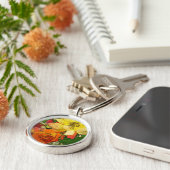 kunstflorale kleurrijke achtergrond 2 sleutelhanger (Zijkant)
