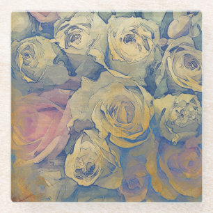 kunstflorale kleurrijke achtergrond glazen onderzetter