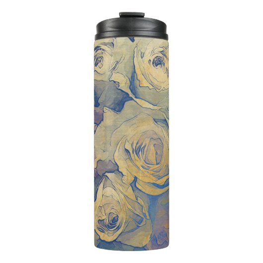 kunstflorale  kleurrijke achtergrond thermosbeker (Voorkant)