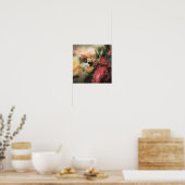 kunstflorale  trillende achtergrond met rood poster (Keuken)