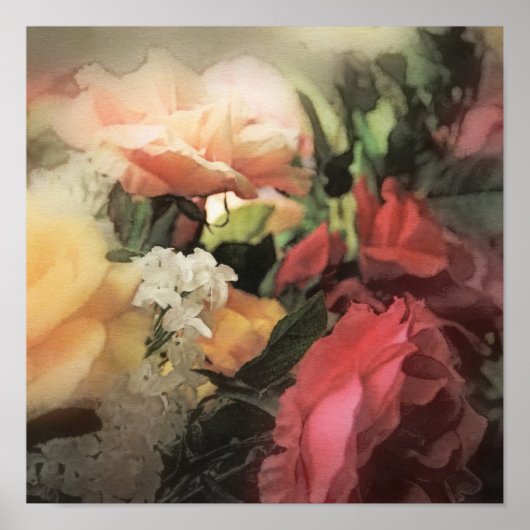 kunstflorale  trillende achtergrond met rood poster (Voorkant)