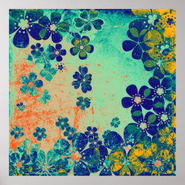 Kunstflorgrunge achtergrond patroon 3 poster