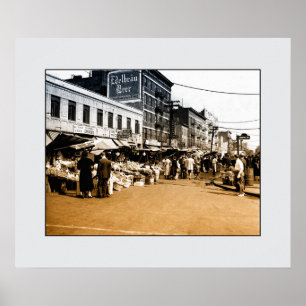 kunstfoto: 1940 Italiaanse markt, Bronx NYC Poster