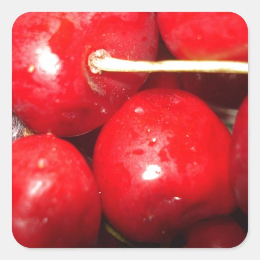 Kunstfoto Cherries Vierkante Sticker (Voorkant)