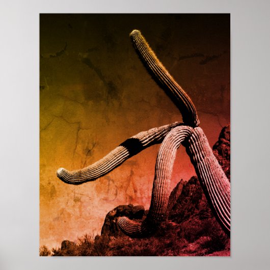 Kunstfoto van Saguaro Cactus in bijtende stijl Poster (Voorkant)