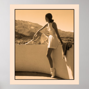 Kunstfoto, vrouw in tenniskleding poster