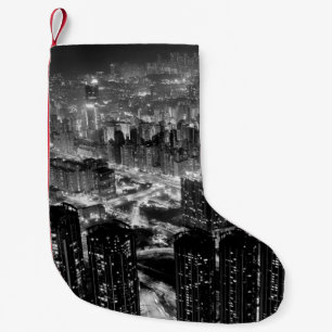 Kunstfoto's van de stad Hong Kong in tegenstelling Kleine Kerstsok