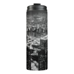 Kunstfoto's van de stad Hong Kong in tegenstelling Thermosbeker