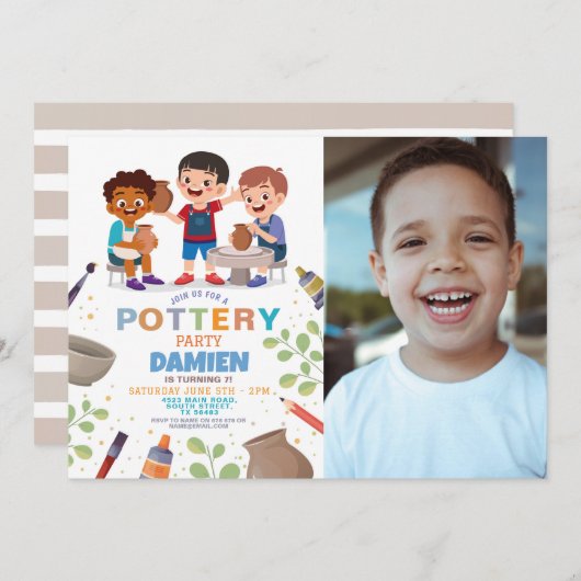 Kunstfoto's van Pottery Making Crafts Clay Birthda Kaart (Voorkant / Achterkant)