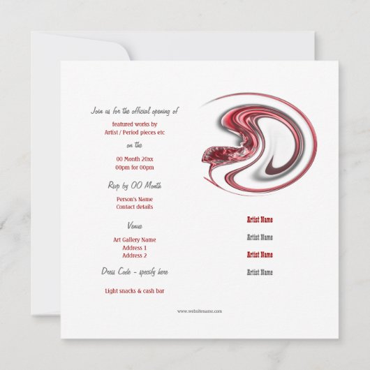 Kunstgalerij tentoonstelling over show kaart (Achterkant)