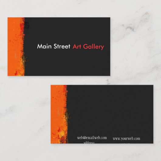 Kunstgalerij Waterverf Splat Splashes Abstract Visitekaartje (Voorkant / Achterkant)