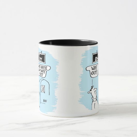 Kunstgalerijtekens. "Way Out" en "Not So Way Out" Mok (Midden)