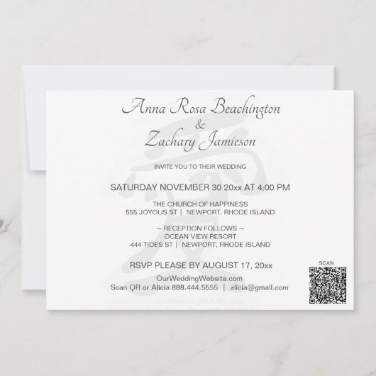 *~* Kunstgebergte RSVP QR AR27 Wedding Kaart (Achterkant)