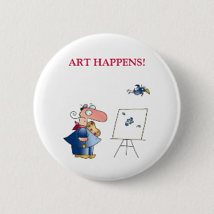 KUNSTGEBEUREN! door April McCallum Red Ronde Button 5,7 Cm