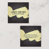 Kunstgeborsteld | Zwarte metallische achtergrond Vierkante Visitekaartje (Voorkant / Achterkant)