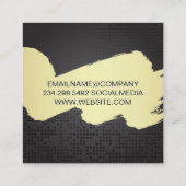 Kunstgeborsteld | Zwarte metallische achtergrond Vierkante Visitekaartje (Achterkant)