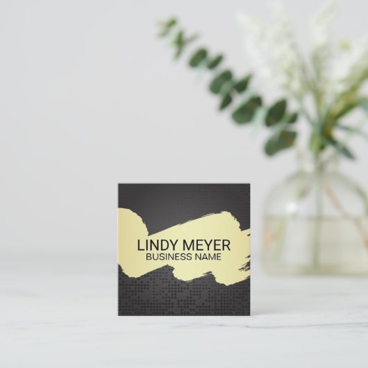 Kunstgeborsteld | Zwarte metallische achtergrond Vierkante Visitekaartje (Staand voorkant)