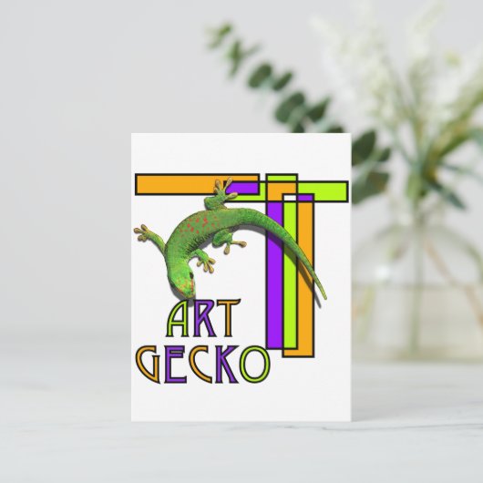 kunstgekko briefkaart (Staand voorkant)