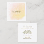 Kunstgele Waterverf Planten bladeren Vierkante Visitekaartje (Voorkant / Achterkant)