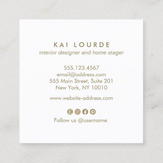 Kunstgele Waterverf Planten bladeren Vierkante Visitekaartje (Achterkant)