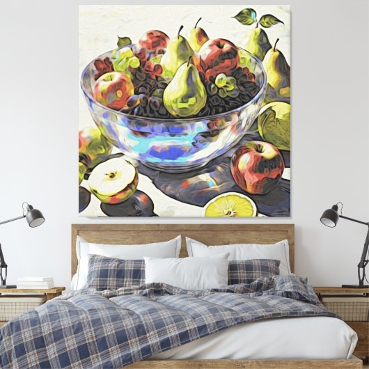 *~* Kunstgeschenk SC6 4 Fruit Crystal Bowl Stillev Canvas Afdruk (Insitu (Slaapkamer))