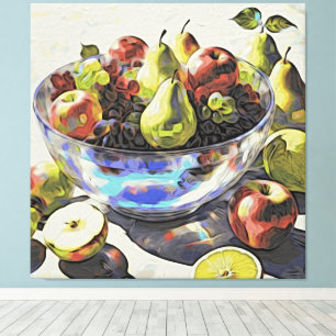 *~* Kunstgeschenk SC6 4 Fruit Crystal Bowl Stillev Canvas Afdruk
