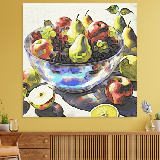 *~* Kunstgeschenk SC6 4 Fruit Crystal Bowl Stillev Canvas Afdruk (Insitu (Woonkamer))