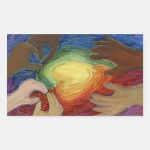 Kunstgevoelige kunsten en handenliefdesdiversiteit rechthoekige sticker