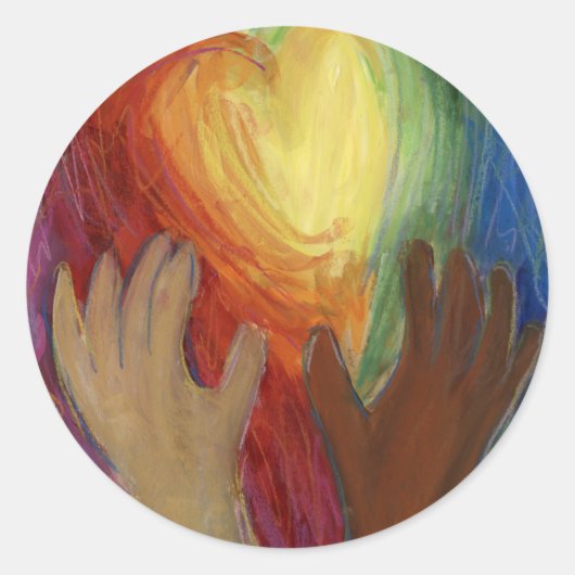 Kunstgevoelige kunsten en handenliefdesdiversiteit ronde sticker (Voorkant)